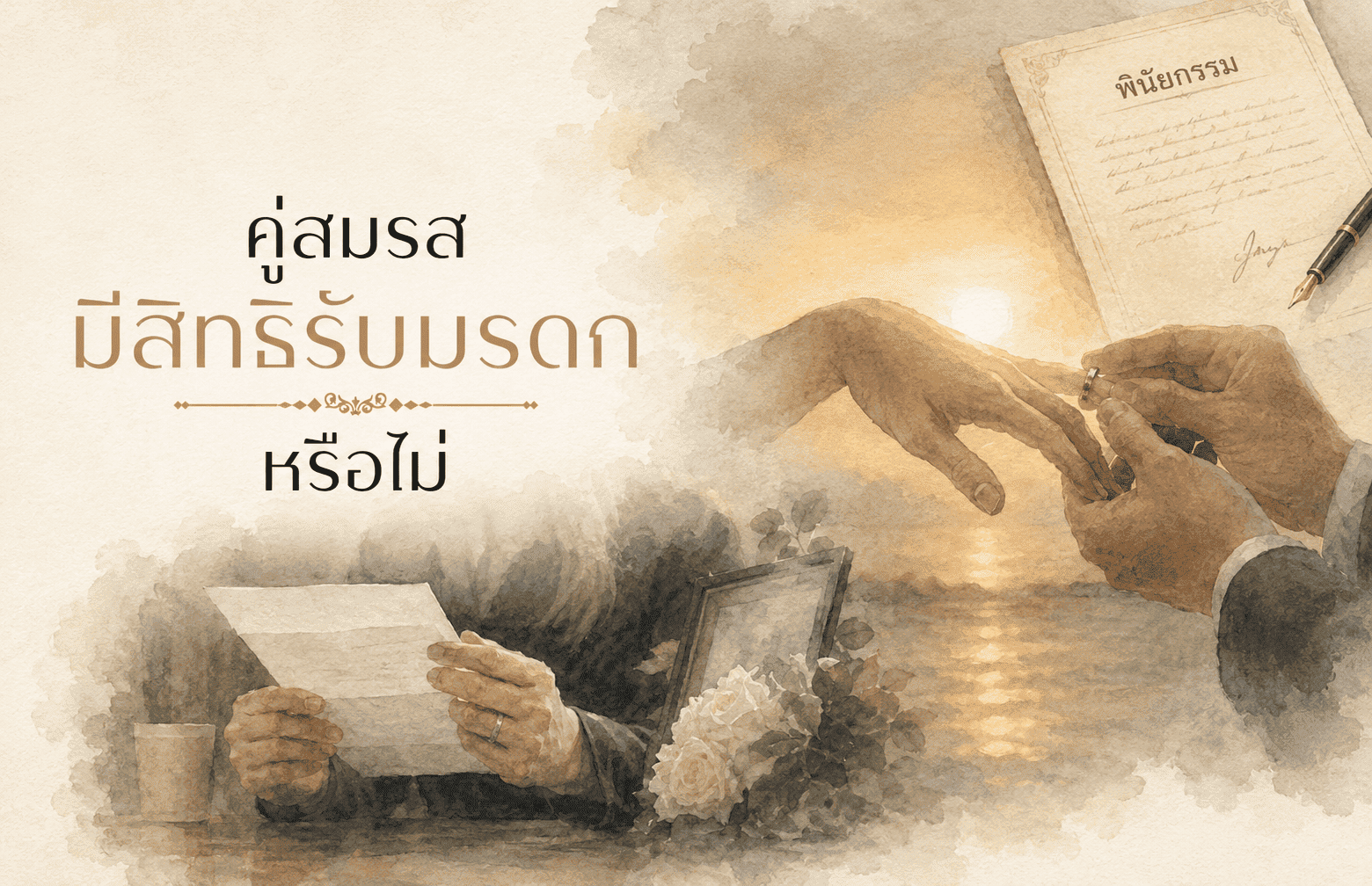 คู่สมรสมีสิทธิรับมรดกหรือไม่? กฏหมายทรัพย์สิน มรดก ไม่มีพินัยกรรมมรดกตกเป็นของใคร การแบ่งมรดกตามกฎหมาย เอกสารที่มักต้องใช้ในการจัดการมรดก กฎหมายมรดกไทย พ่อแม่มีสิทธิรับมรดกไหม ลำดับทายาทรับมรดก ใครมีสิทธิรับมรดก รับมรดกต้องรับหนี้ไหม ไม่มีพินัยกรรมใครได้มรดก คู่สมรสมีสิทธิรับมรดกหรือไม่?